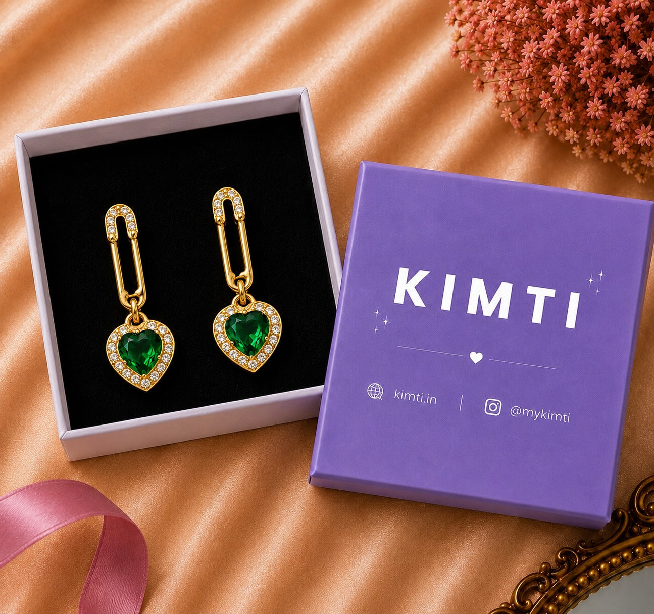 Green Heart Royale Drops Earring