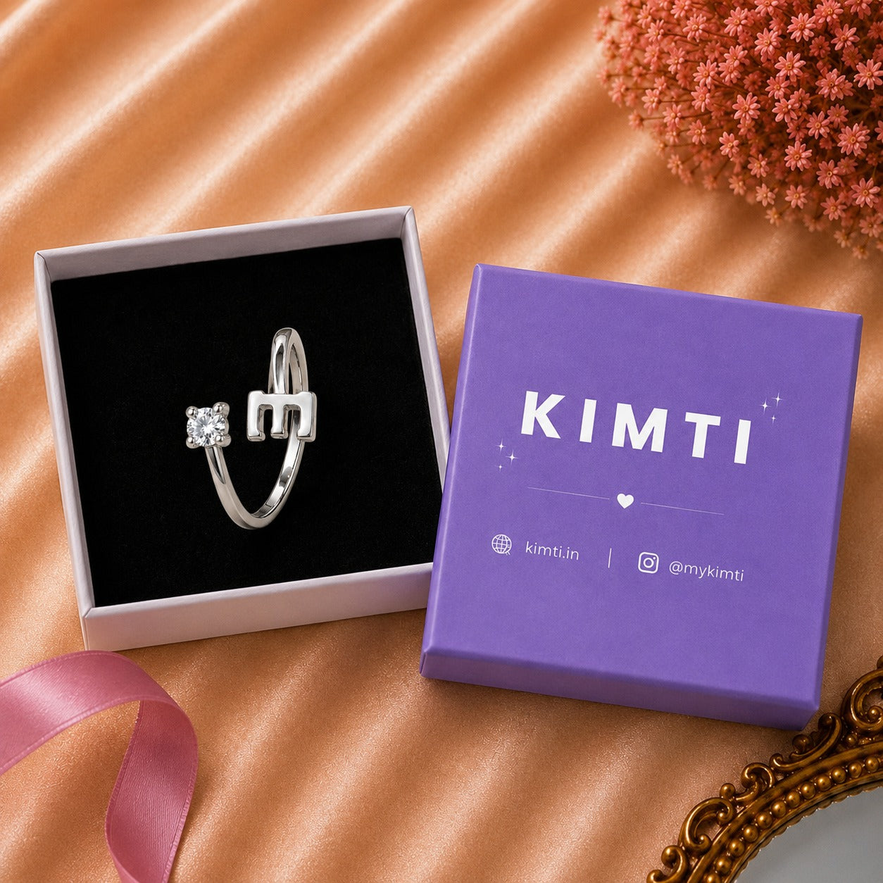 Monogram E Crystal Band Ring