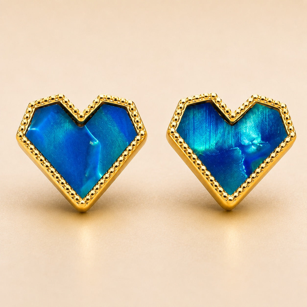 Heart Pearl Enamel Gold Earrings