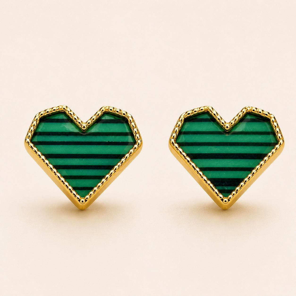 Heart Pearl Enamel Gold Earrings
