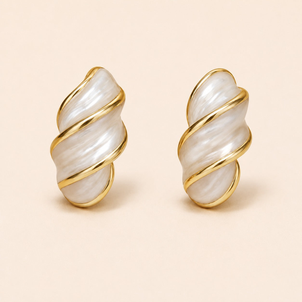 Pearl Wave Hoop Earrings