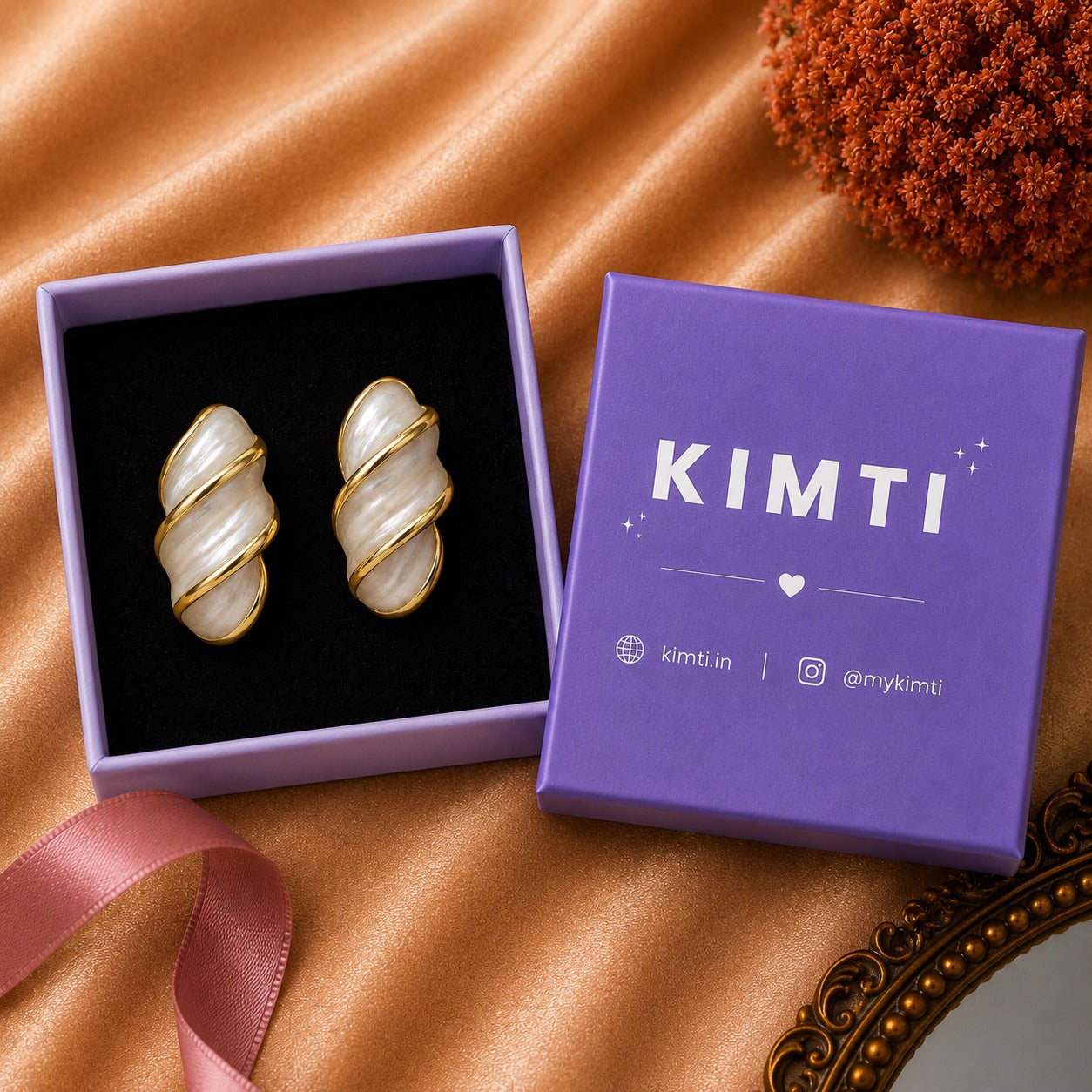 Pearl Wave Hoop Earrings