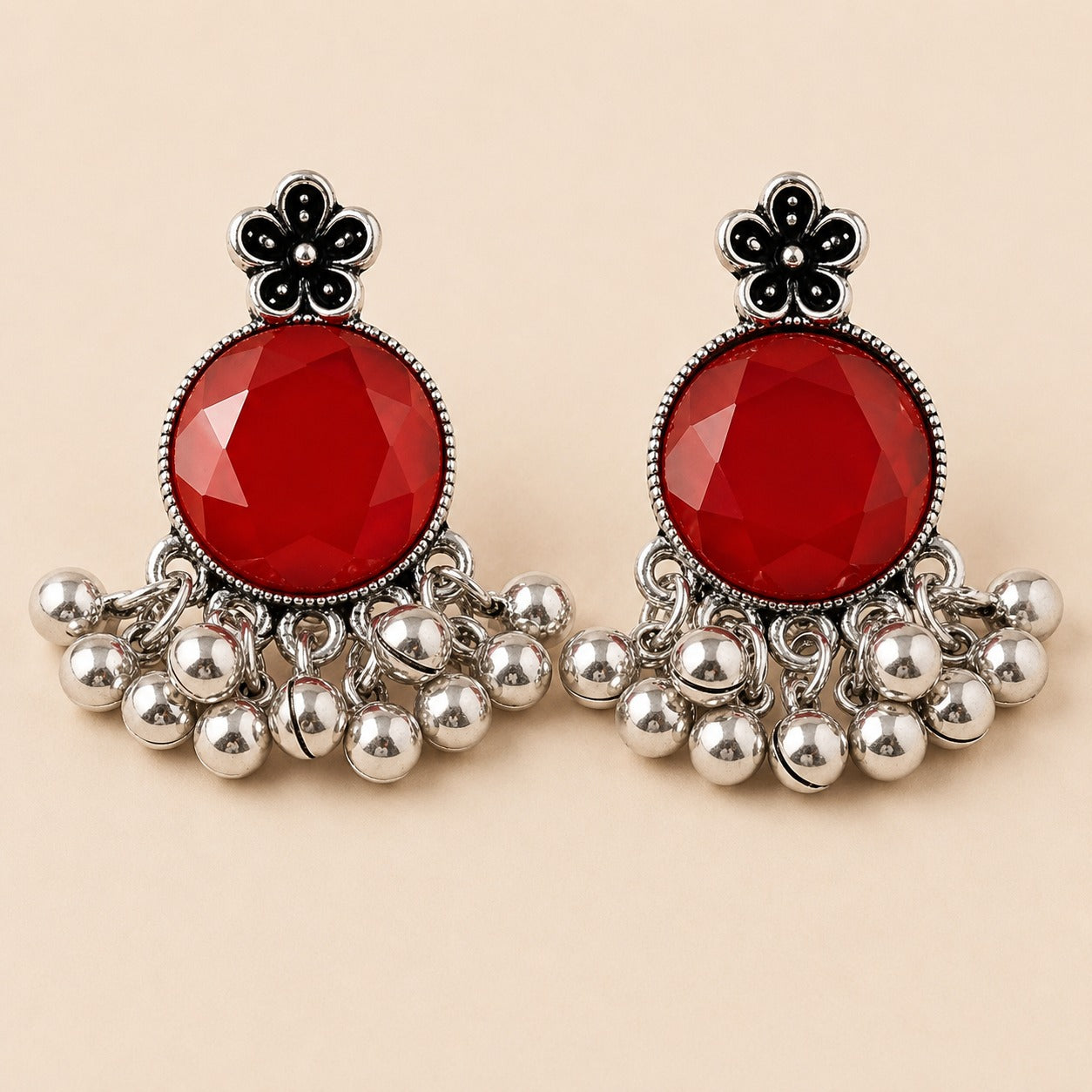 Moon Glow Chandbali Oxidised Earrings