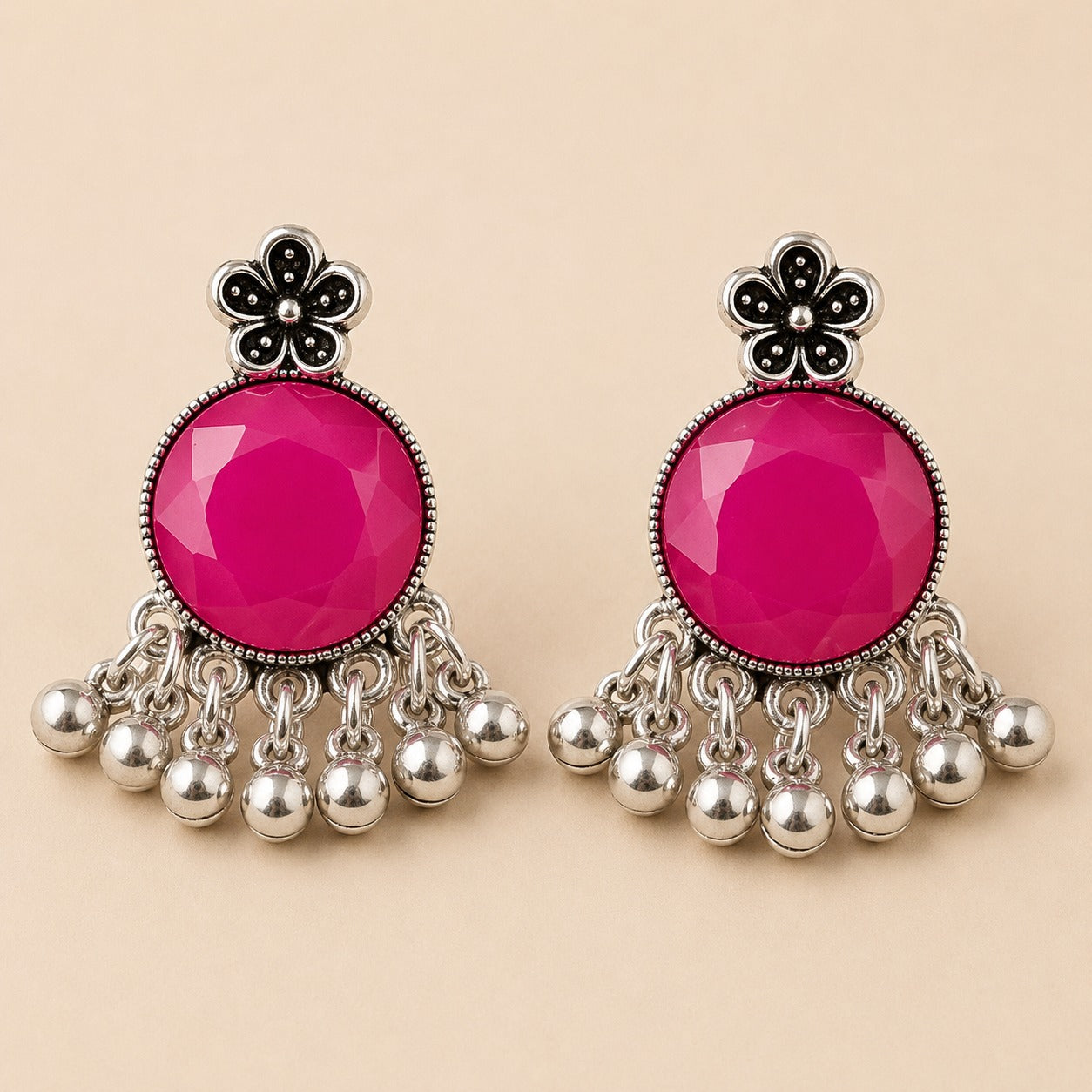Moon Glow Chandbali Oxidised Earrings