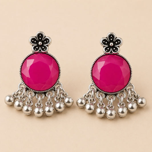 Moon Glow Chandbali Oxidised Earrings