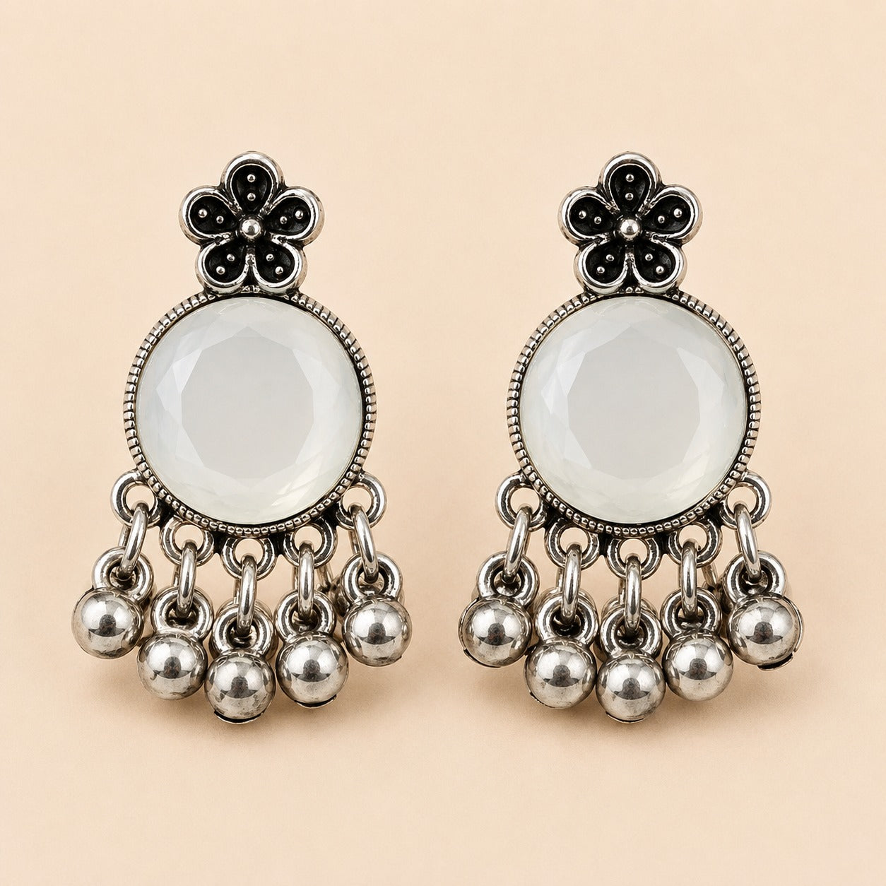 Moon Glow Chandbali Oxidised Earrings