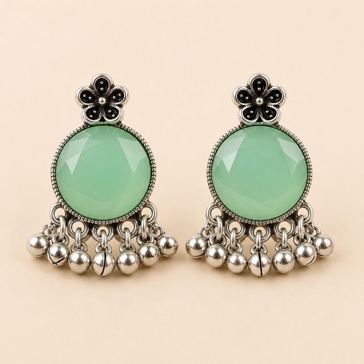 Moon Glow Chandbali Oxidised Earrings