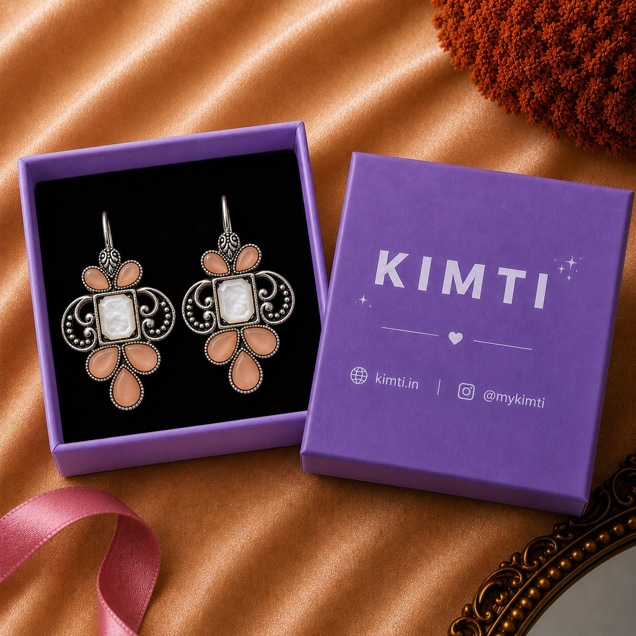 Royal Mint Pearl Oxidised Earrings