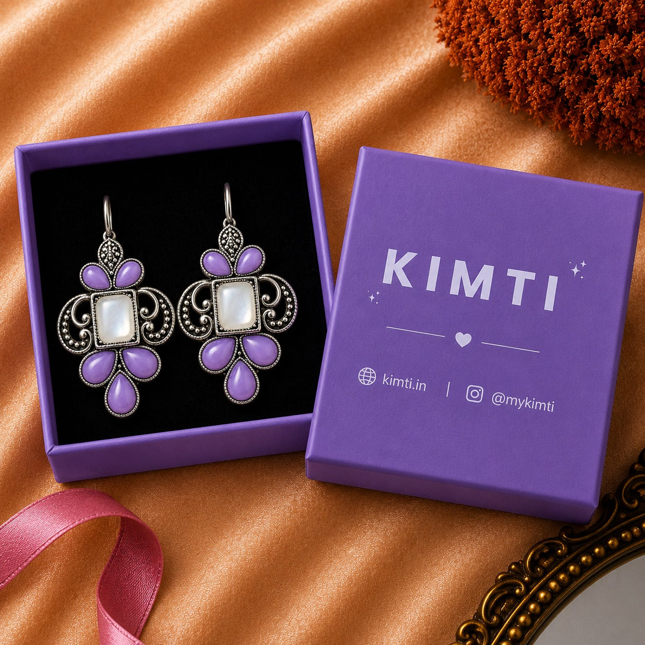 Royal Mint Pearl Oxidised Earrings