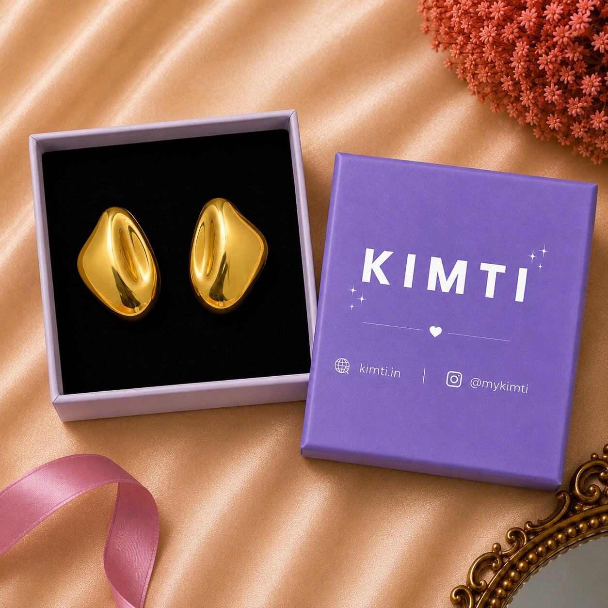 18k Gold Plated Imperial Wave Gold Earrings