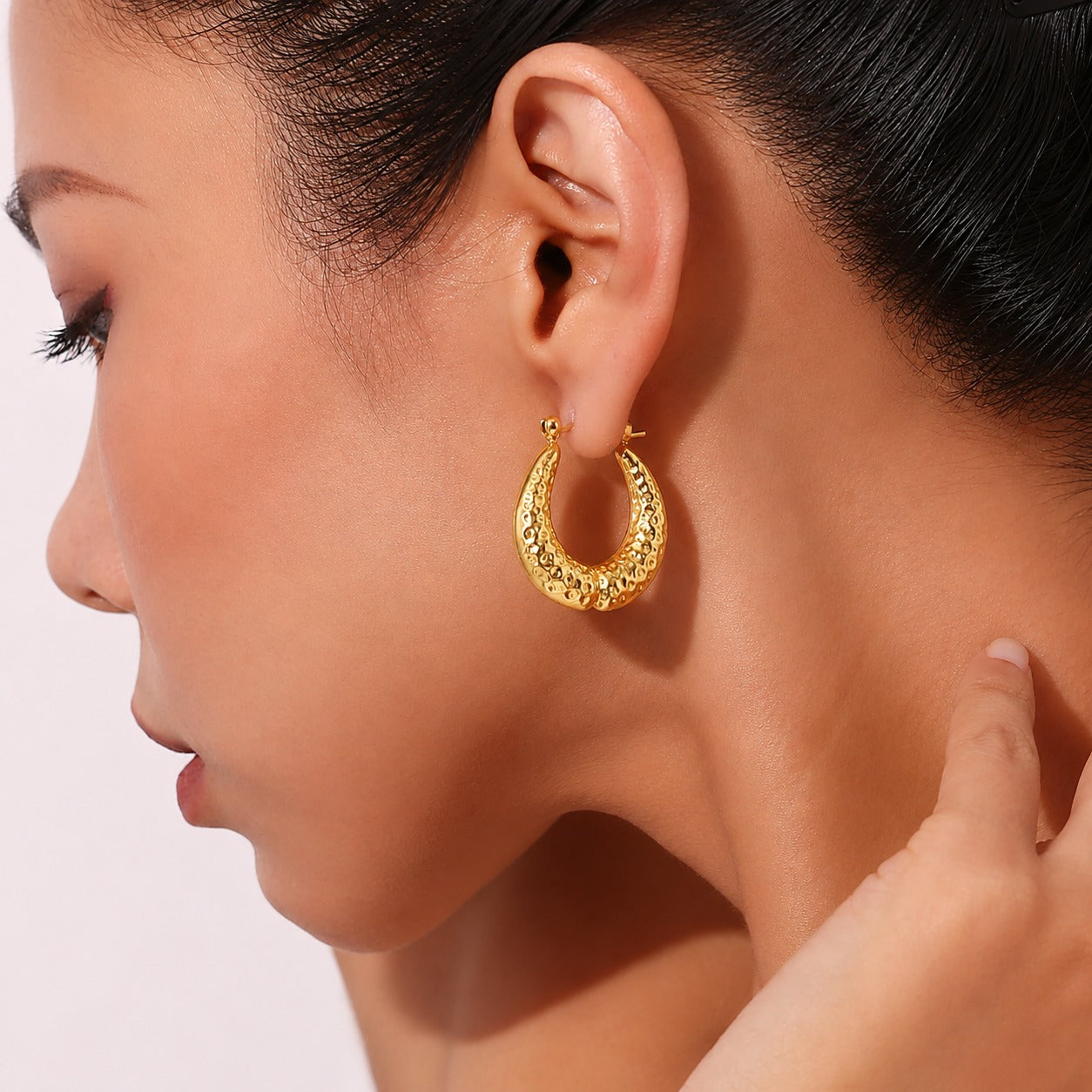18K Gold Plated Dangler Hoops Anti Tarnish Earring