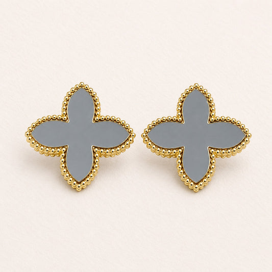 Royal Noir Clover Earrings