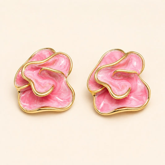 Blush Aura Flower Earrings