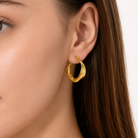 18k Gold Plated Prims Hoop Earring