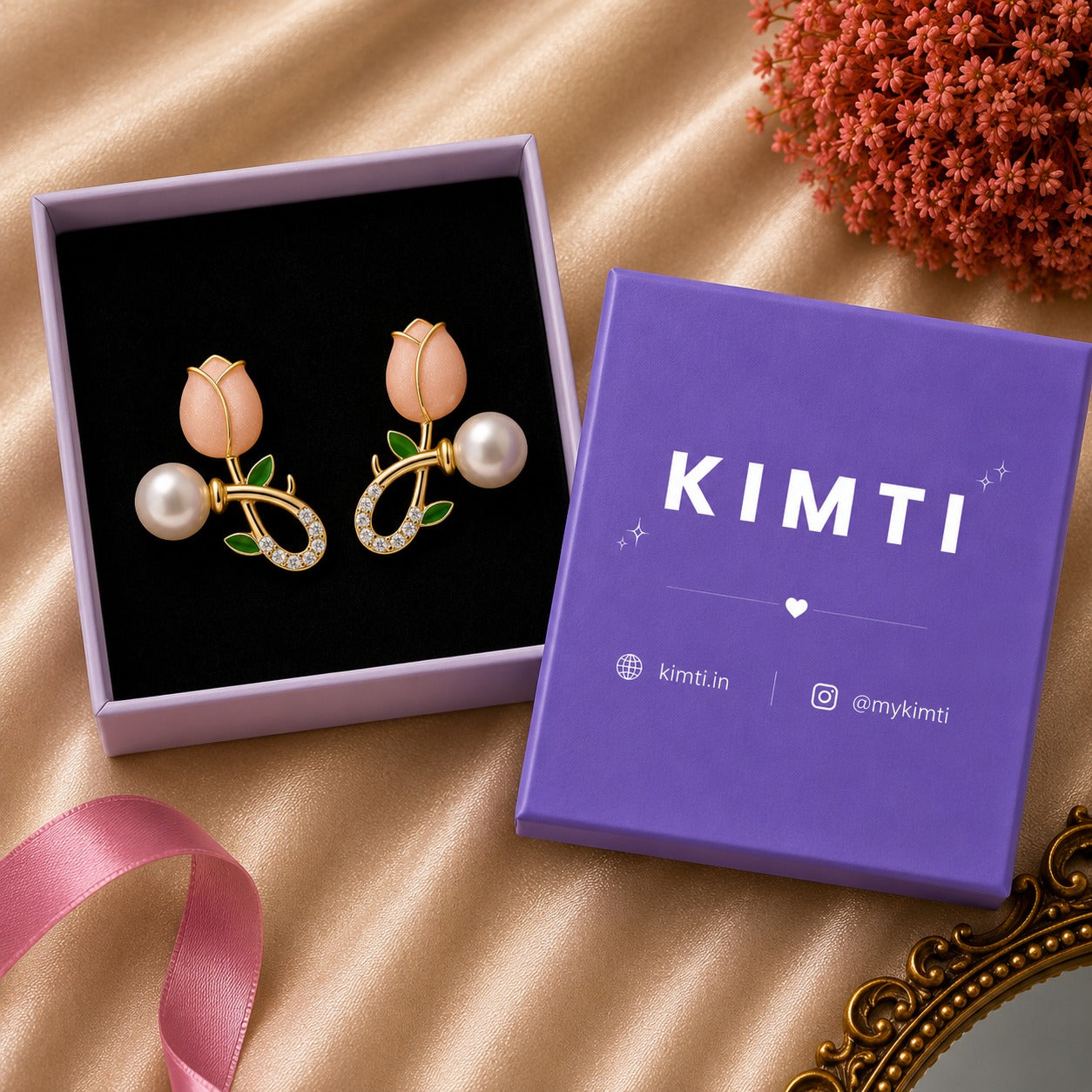 Valentine Pink Tulip Stud Earrings