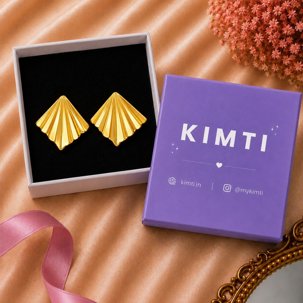 18K Gold Plated Fan Shape Chunky Earrings