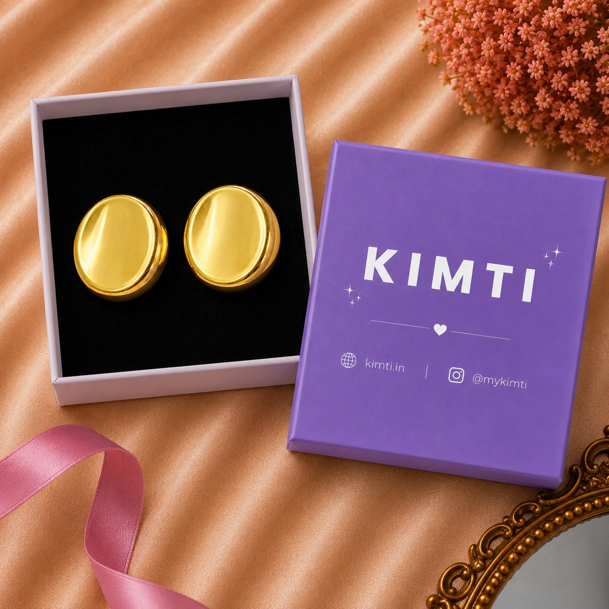 18K Gold Plated Oval Chunky Stud Earrings