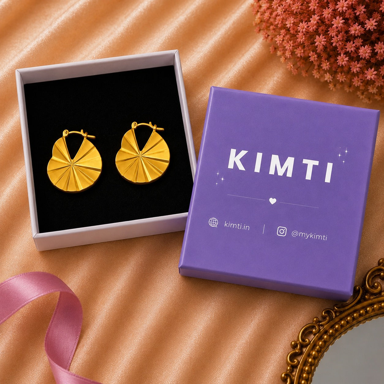 18K Gold Plated Heart Butterfly Hoops Anti Tarnish Earring