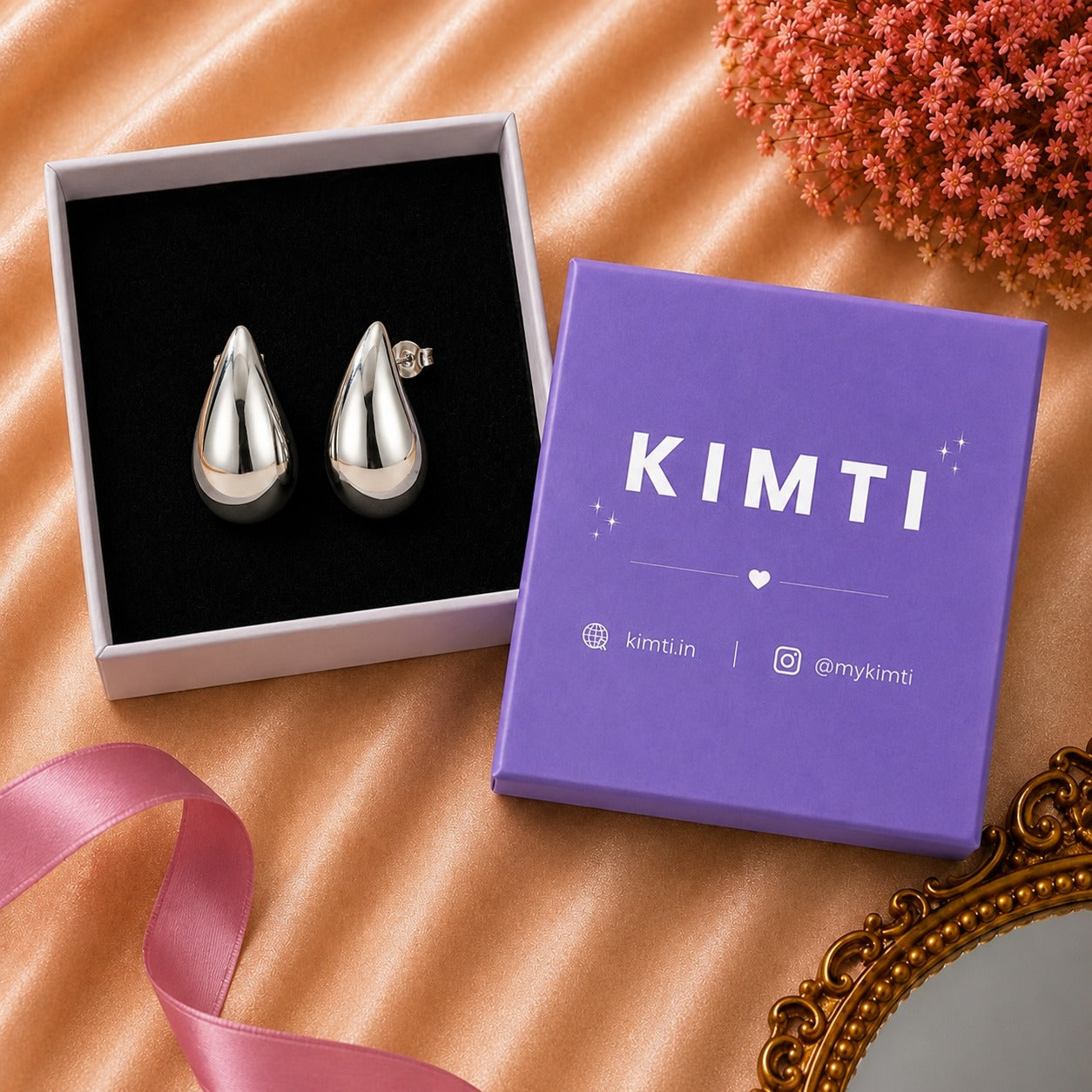 Silver Teardrop Stud Earring