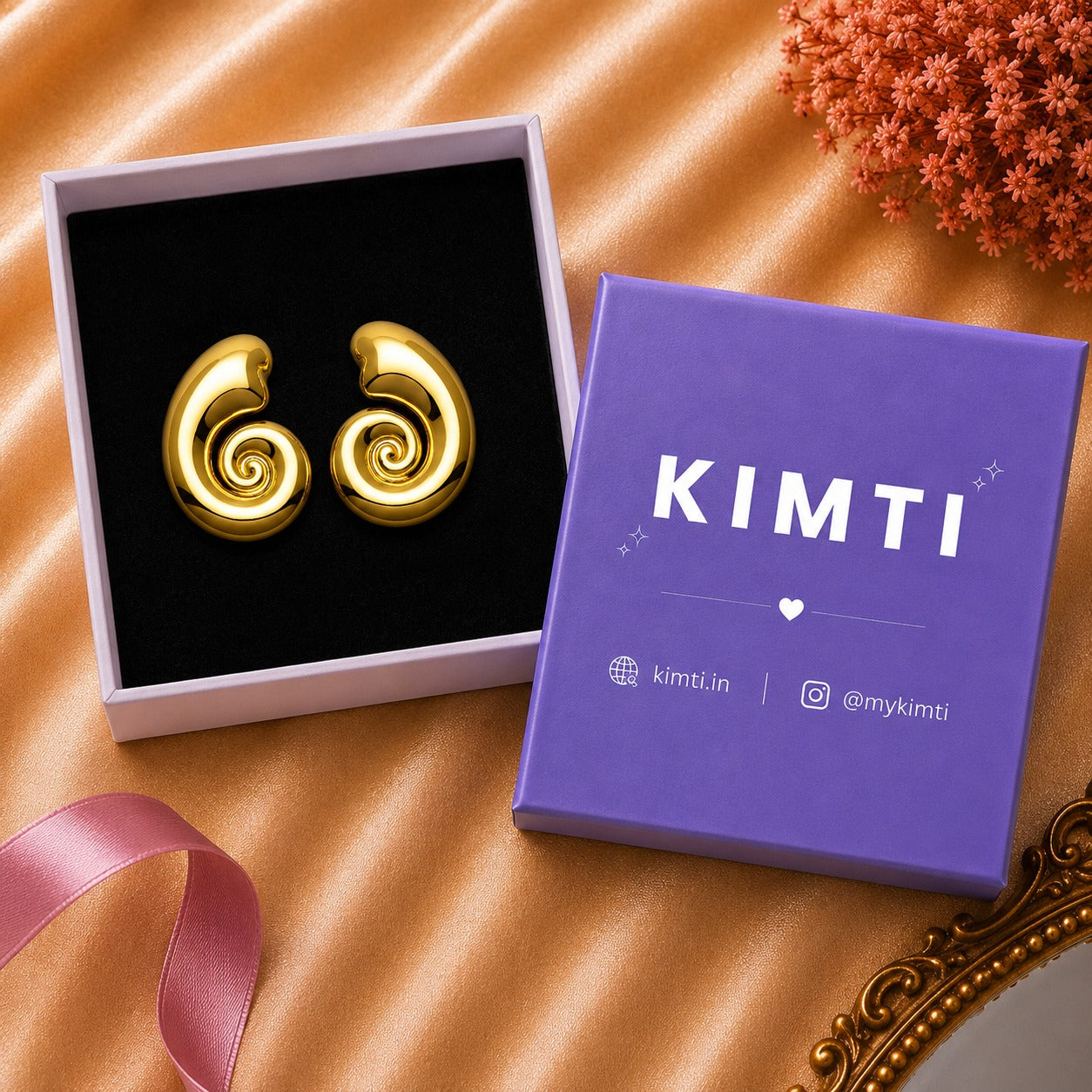 18K Gold Plated spiral stud chunky Earring
