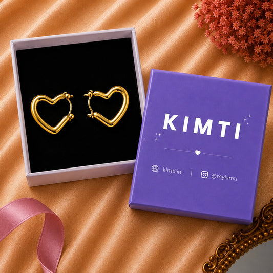 18K Gold Plated Half Heart Hoop Earring