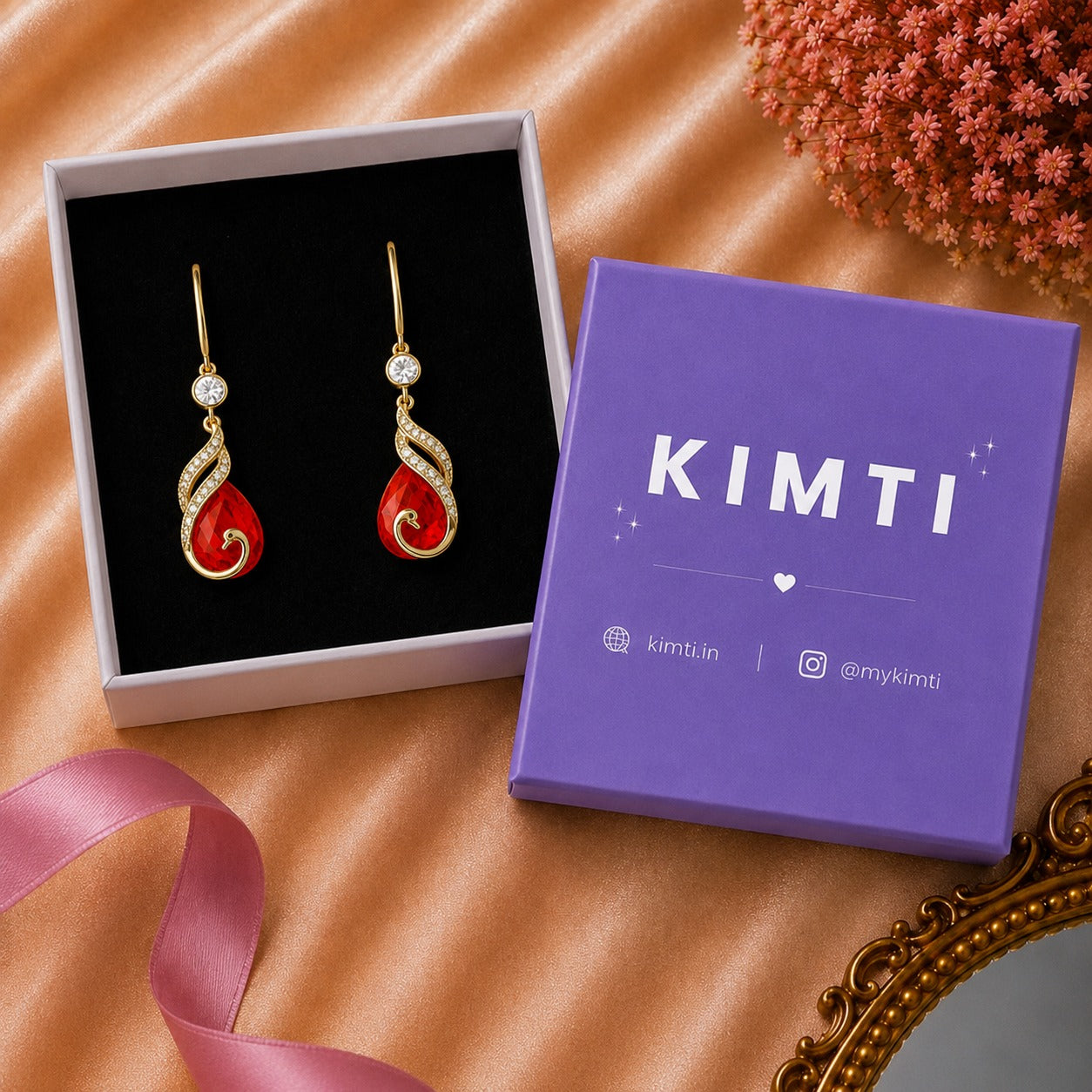 Ruby Swirl Elegance Drops Earring
