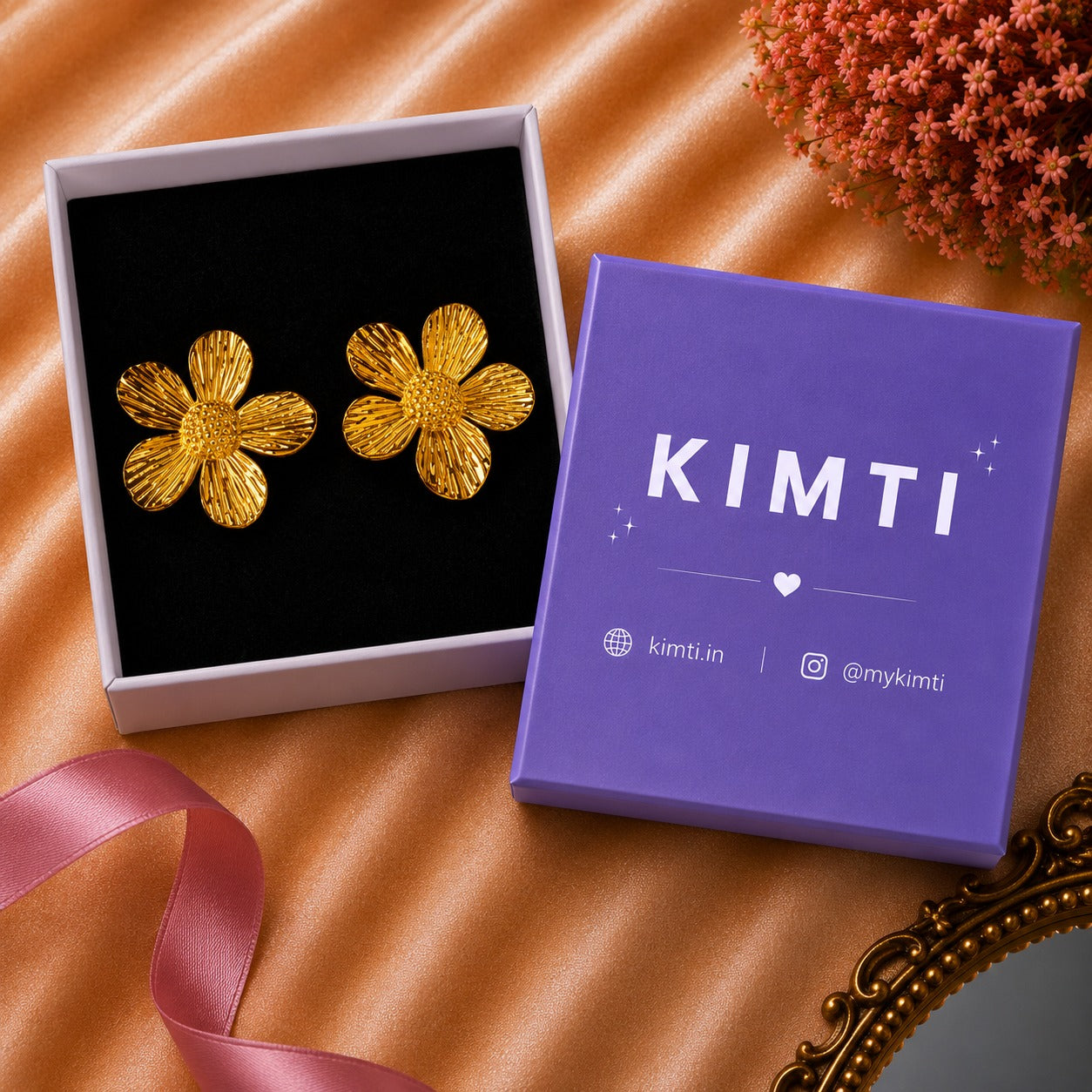 18K Gold Plated Petal Charm Earring