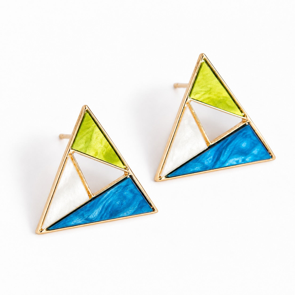 Multicolour Triangle Shape Stud Earring