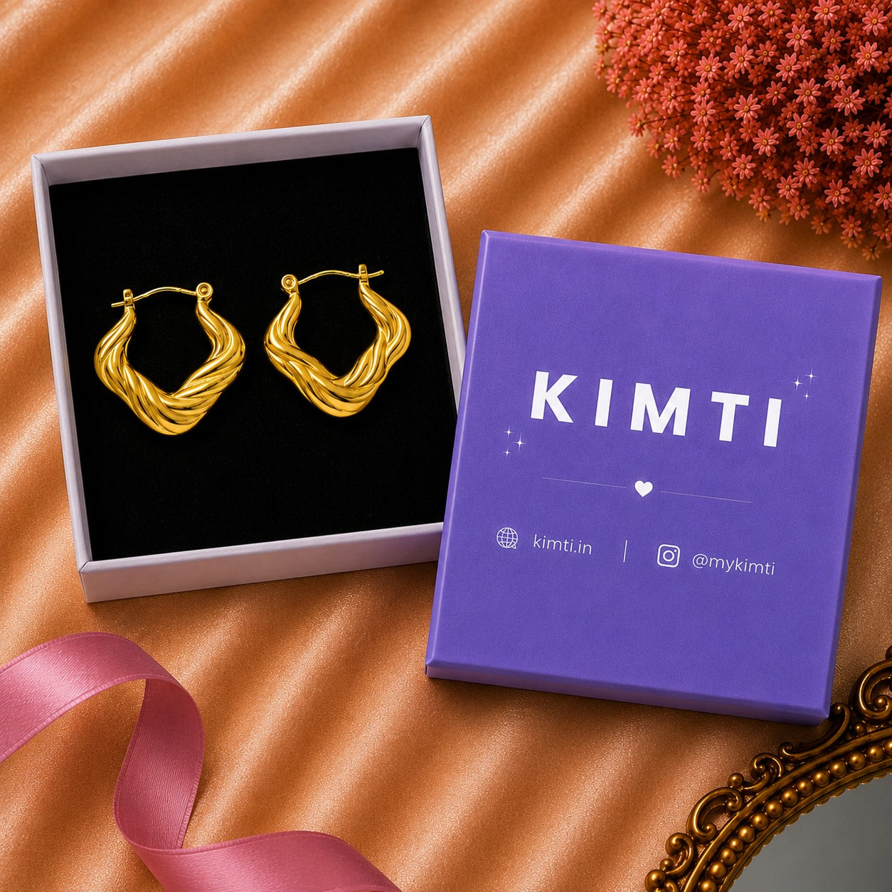 18K Gold Plated Vintage Geometric Hoop Anti Tarnish Earring