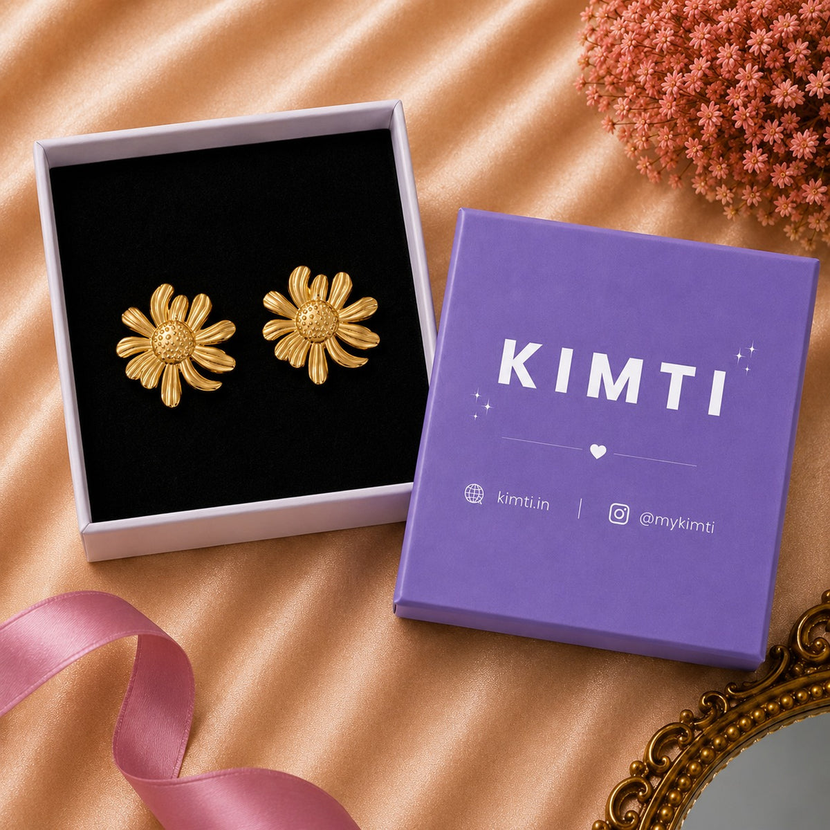 18k Gold Plated Pretty Flower Anti Tarnish Earring