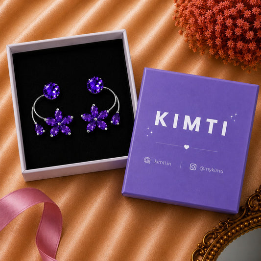 Purple AD Floral Stud Earrings
