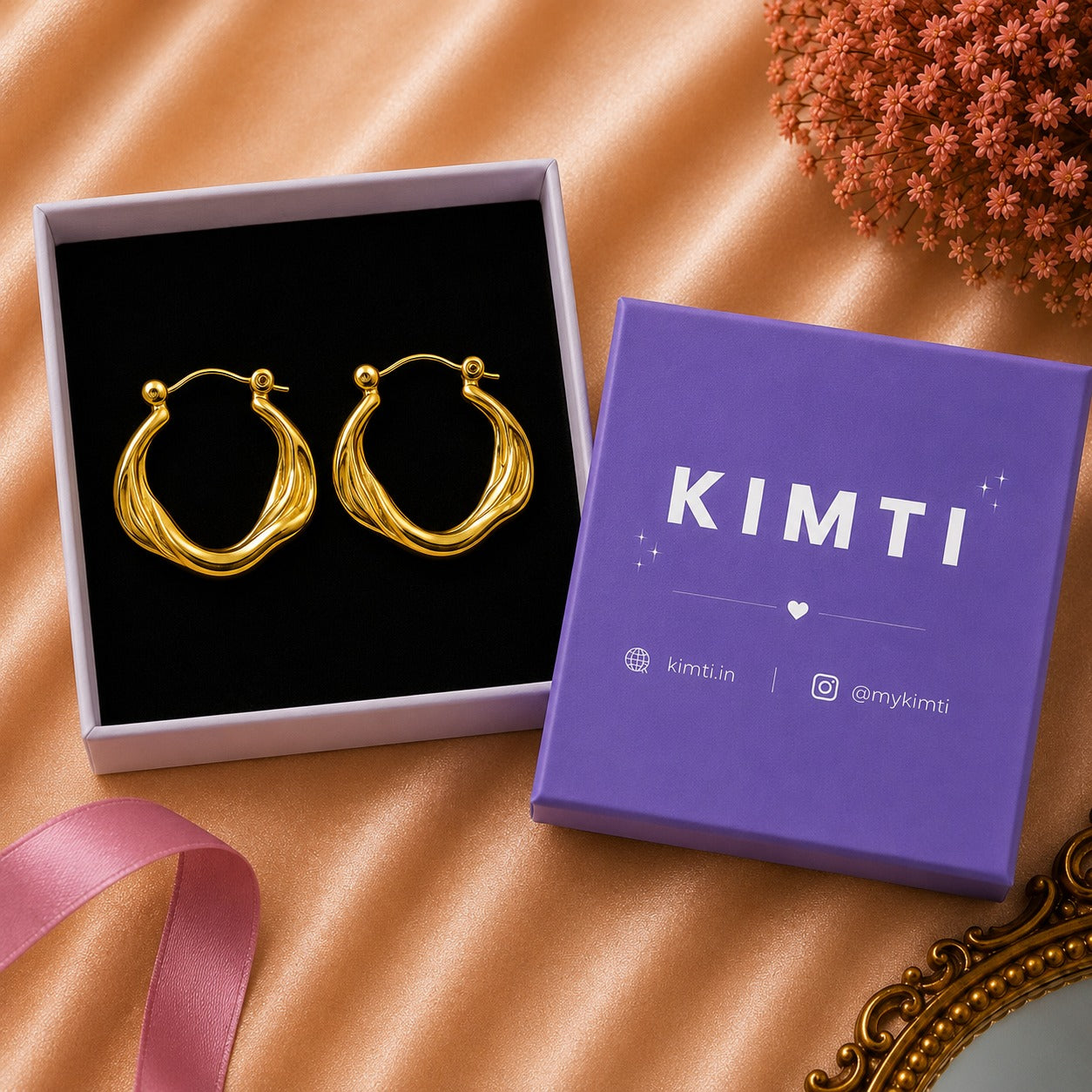 18k Gold Plated Prims Hoop Earring