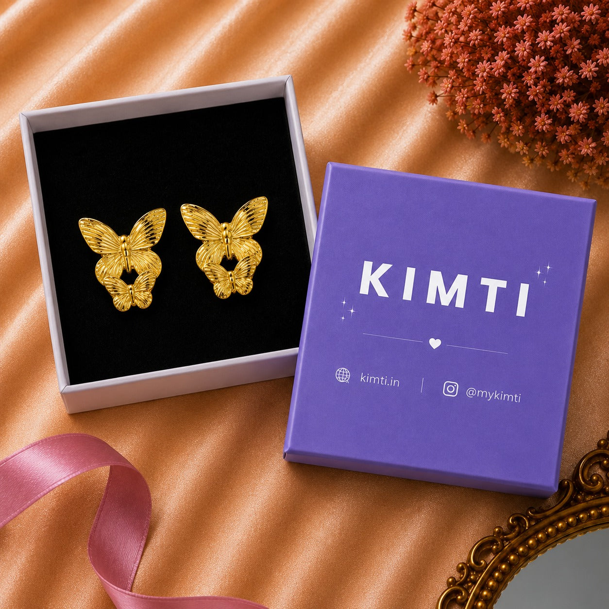 18K Gold Plated Butterfly Chunky Earring