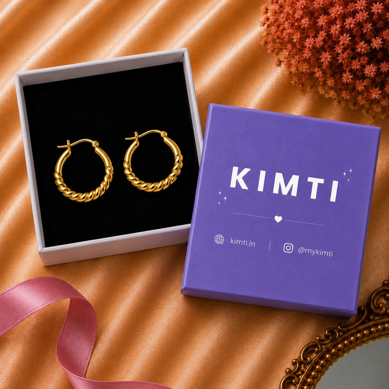 18K Gold Plated Anti Tarnish Designer Hoop Earring
