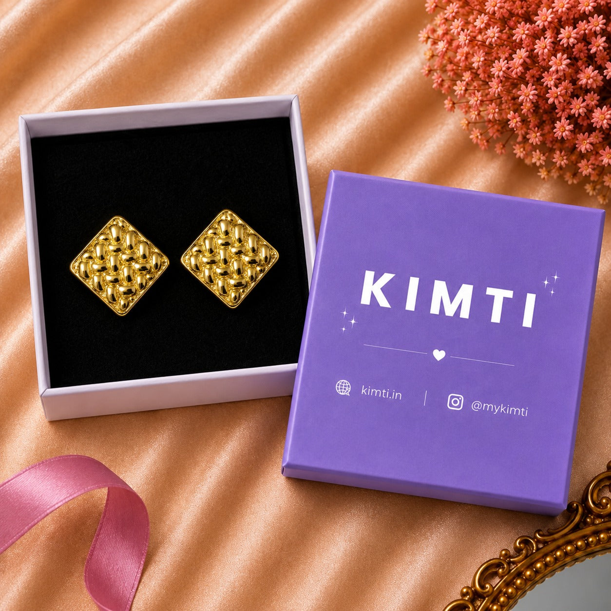 Chunky Golden Square Earring