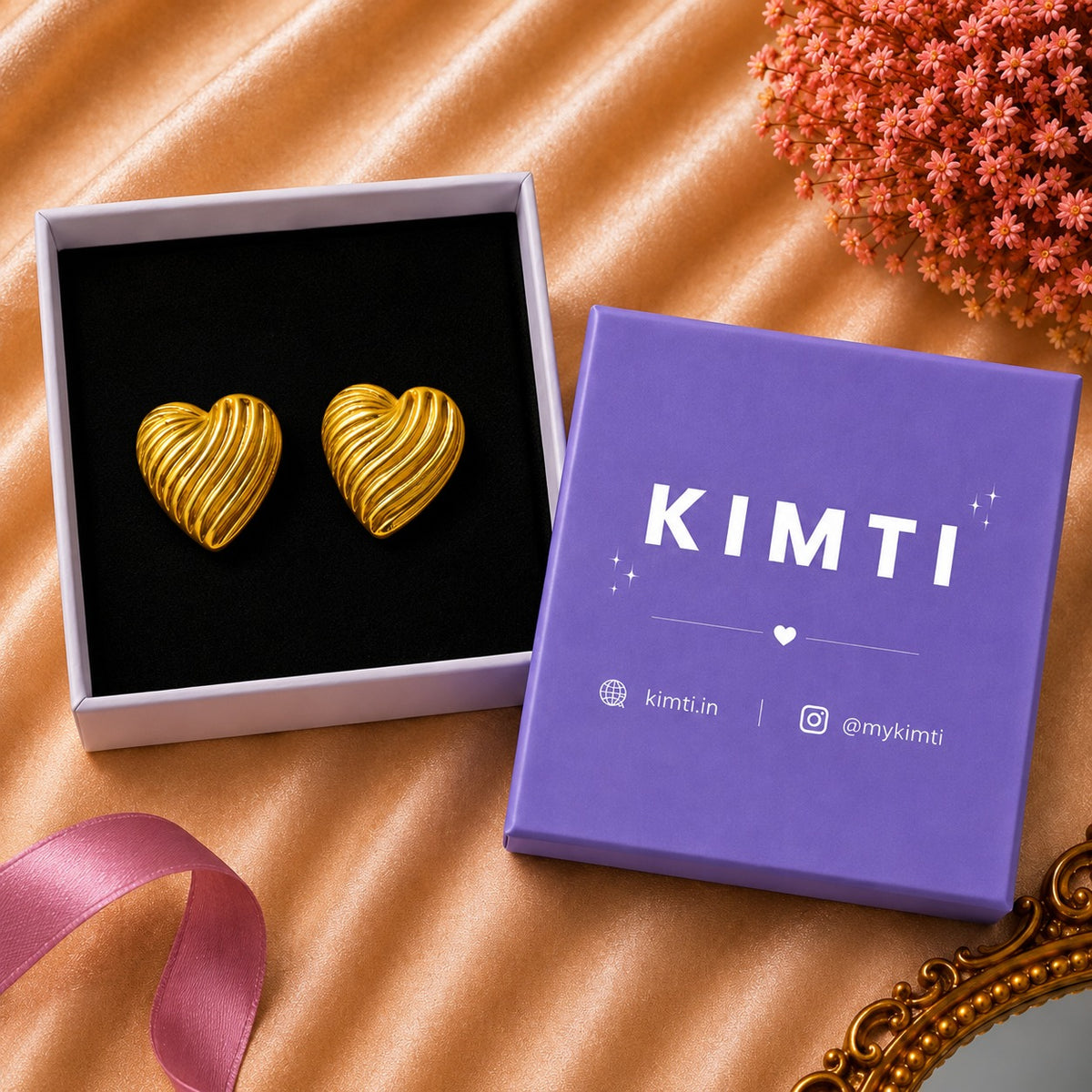 18k Gold Plated heart-shaped Anti Tarnish Earring