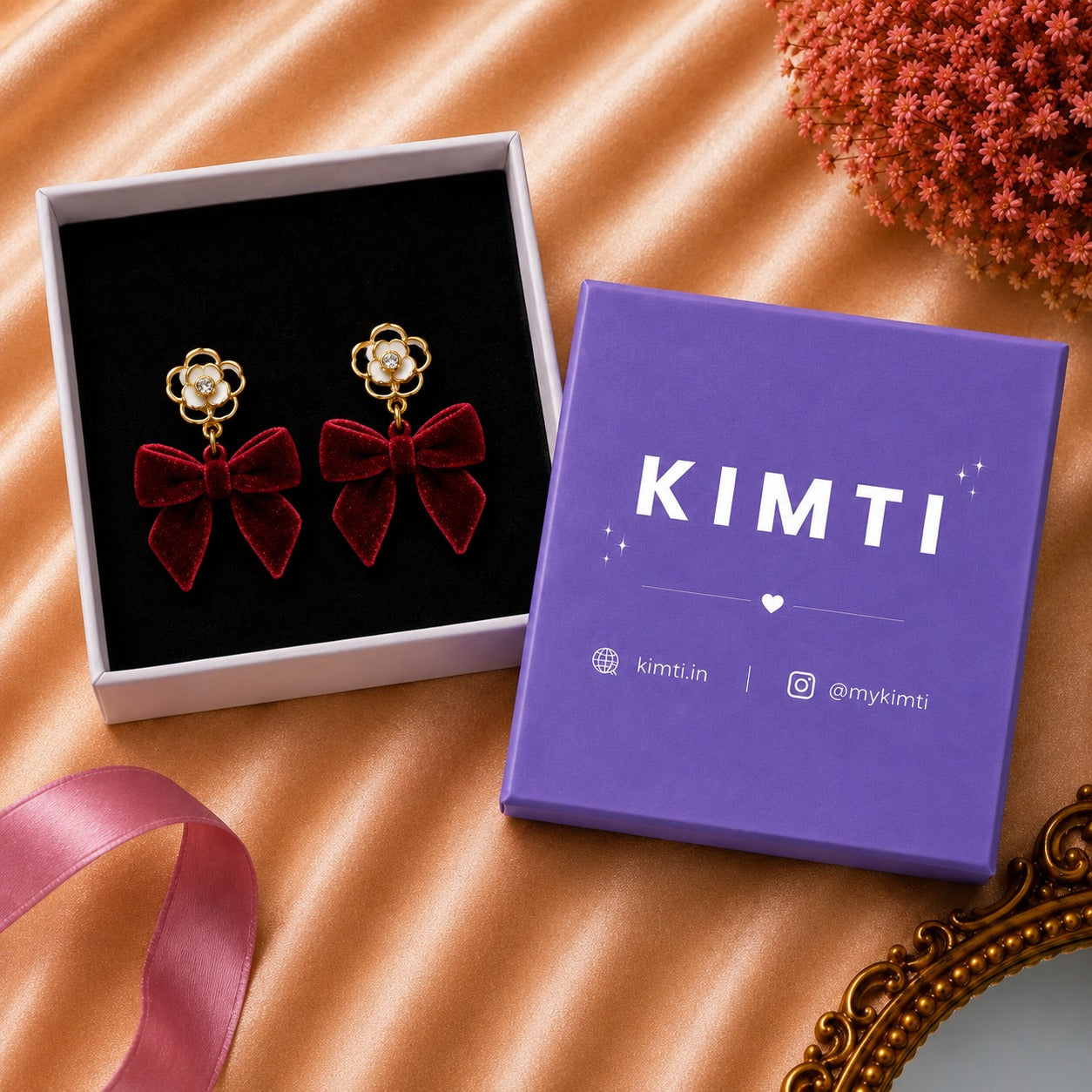 Sweet Velvet Pearl Drops Earring