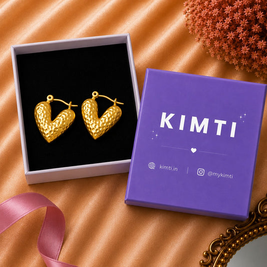 18K Gold Plated Heart Shaped Huggie Earring