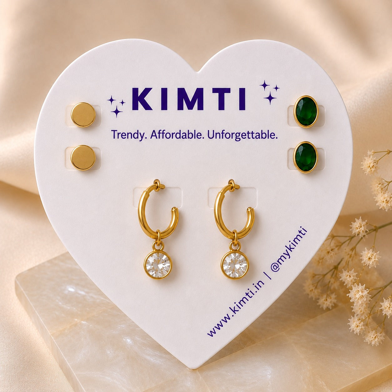 KIMTI Everyday Elegance Combo Stud Earrings Set