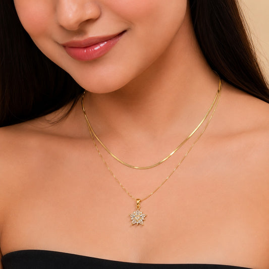 18K Gold Plated Starlight Bloom Layered Necklace