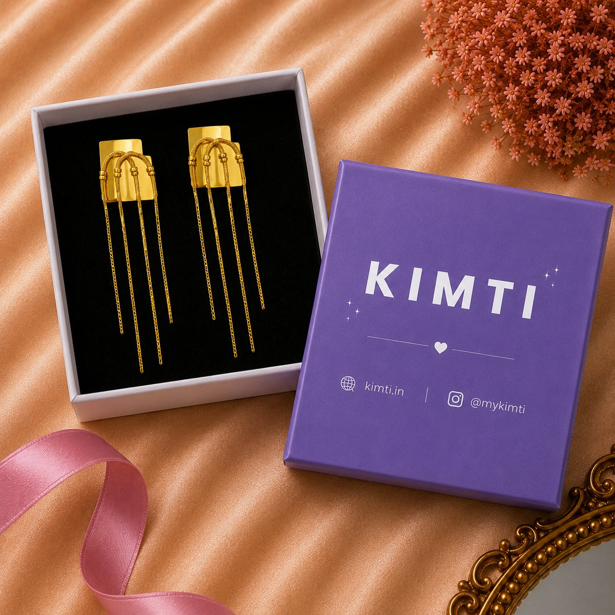 Golden Ribbon Threader Earrings