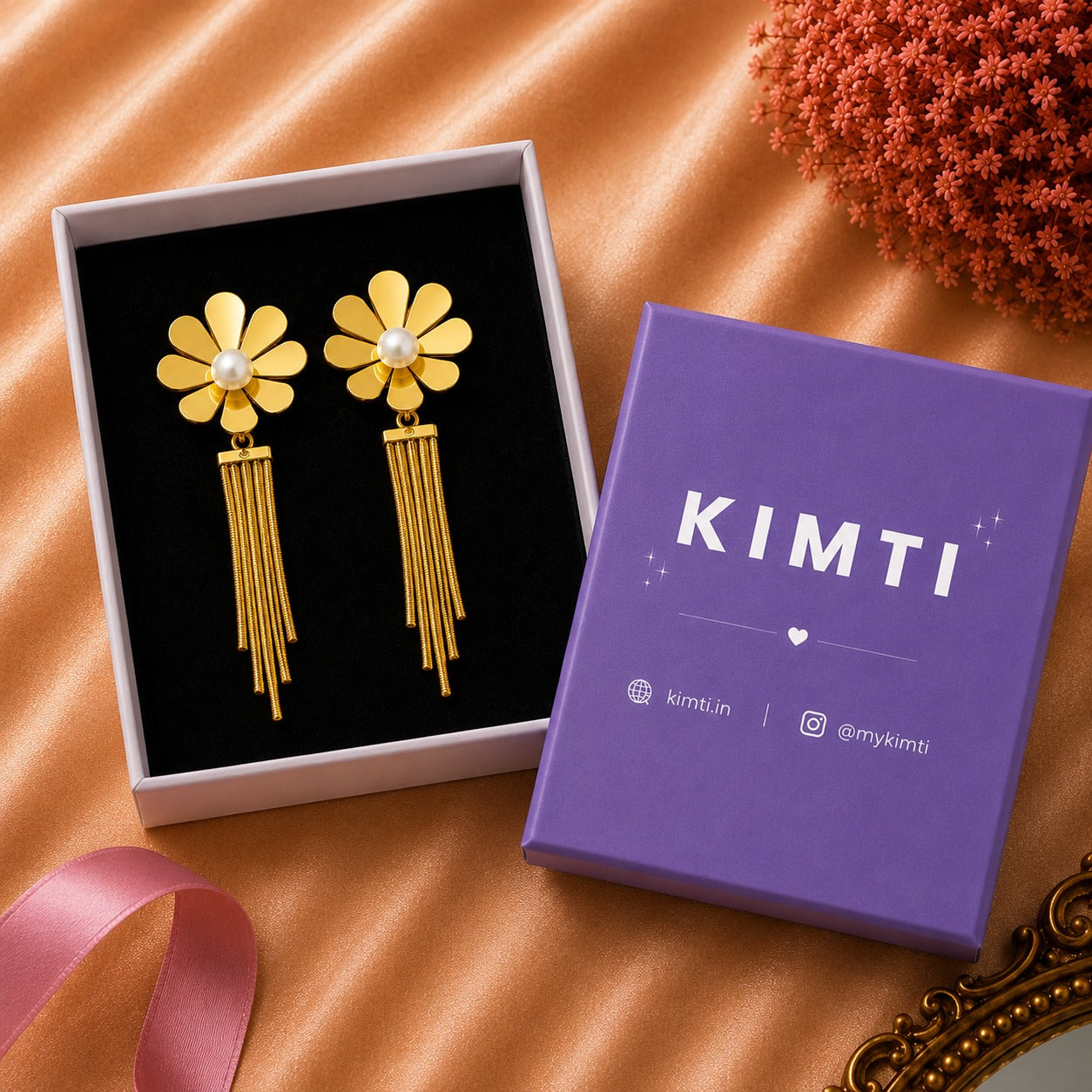 Golden Flora Statement Earrings