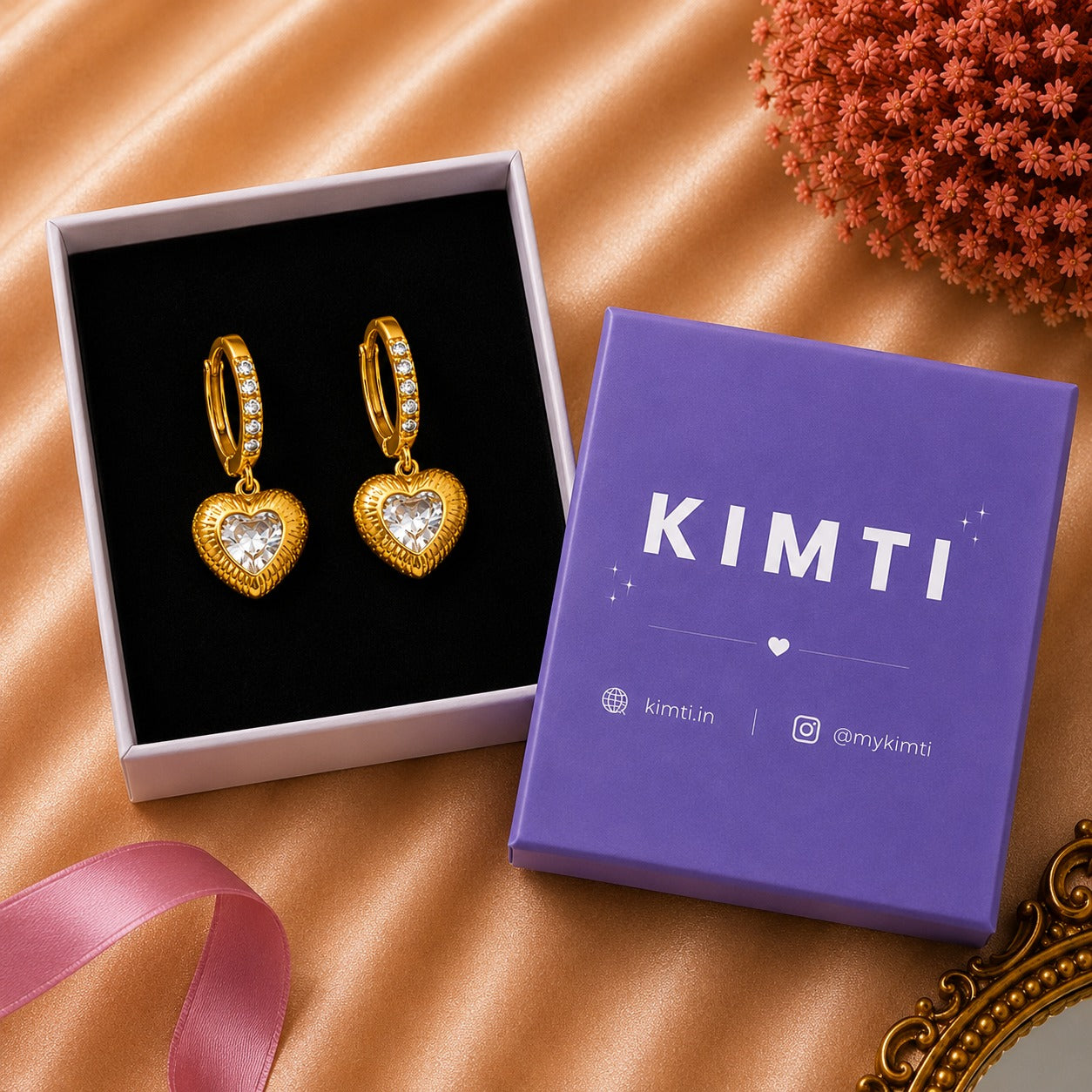 Luminous Heart Charm Hoops