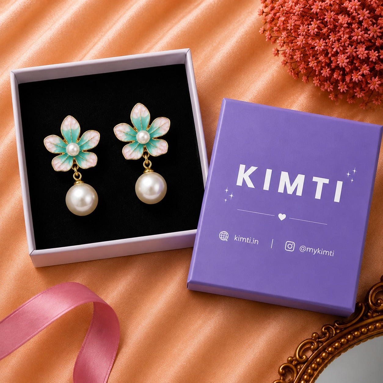 Daisy Pearl Drop Earrings
