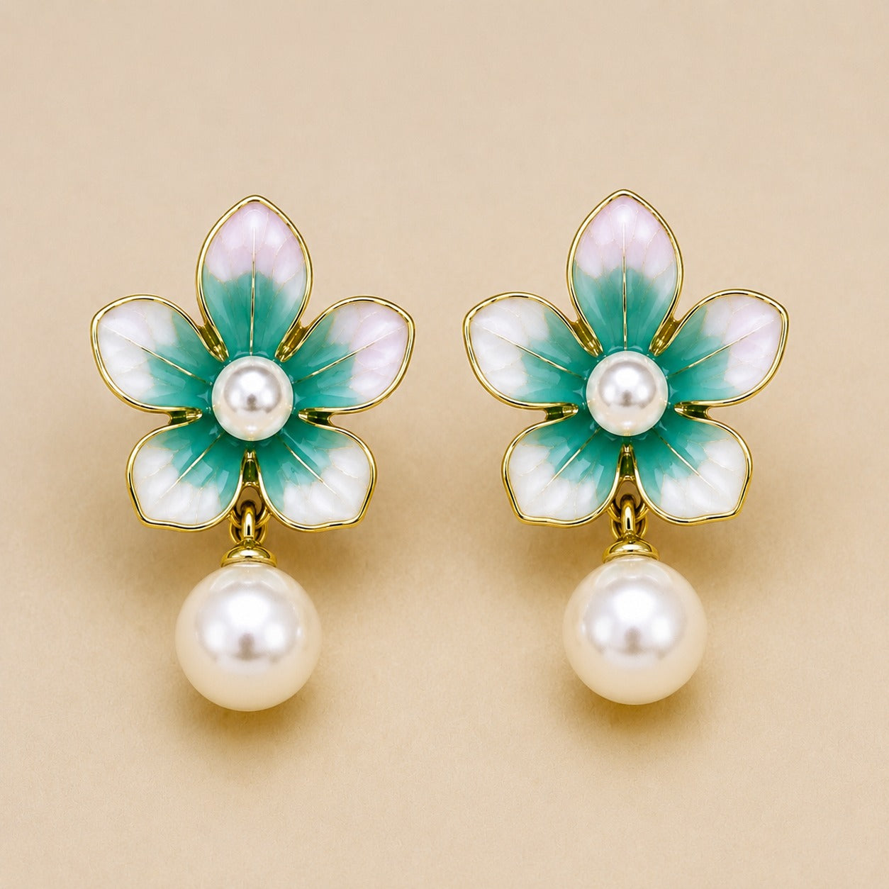 Daisy Pearl Drop Earrings