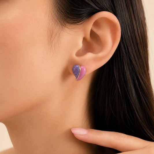 Lavender Bloom Enamel Earrings