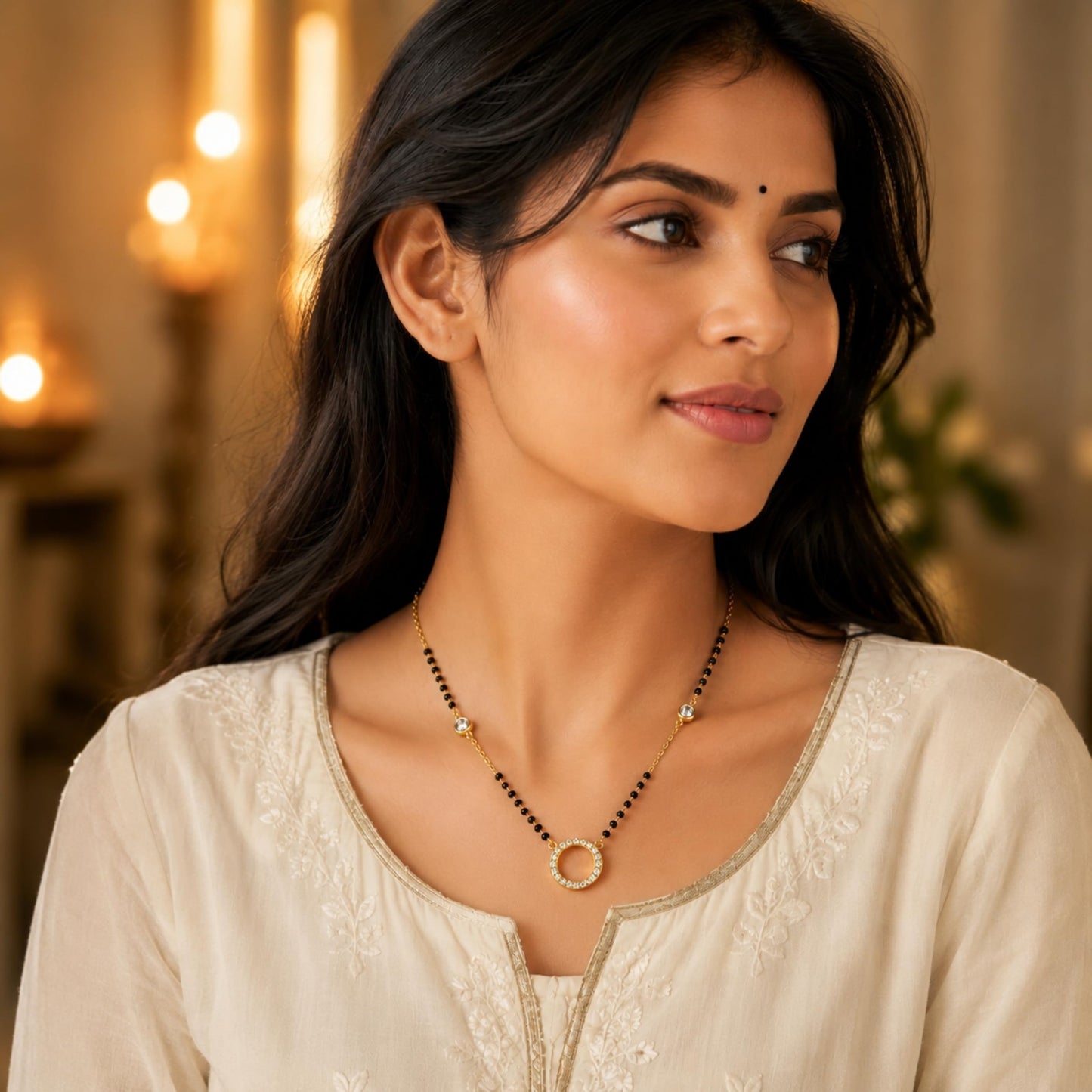 Halo Circle Zircon Mangalsutra