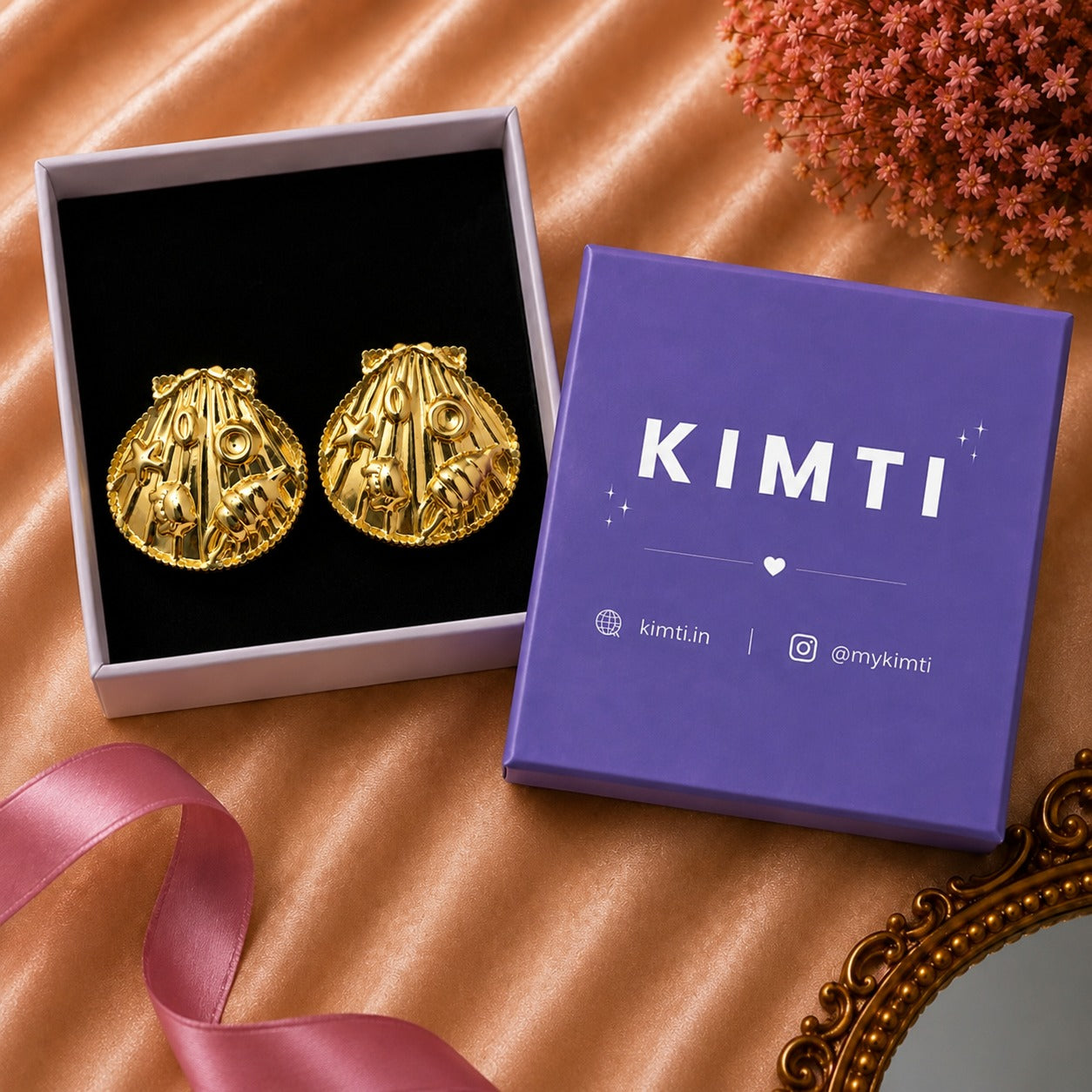 18K Gold Plated Seashell Stud Earrings