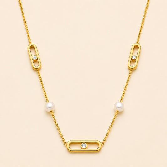 18K Gold Plated Pearl Harmony Chain Necklace