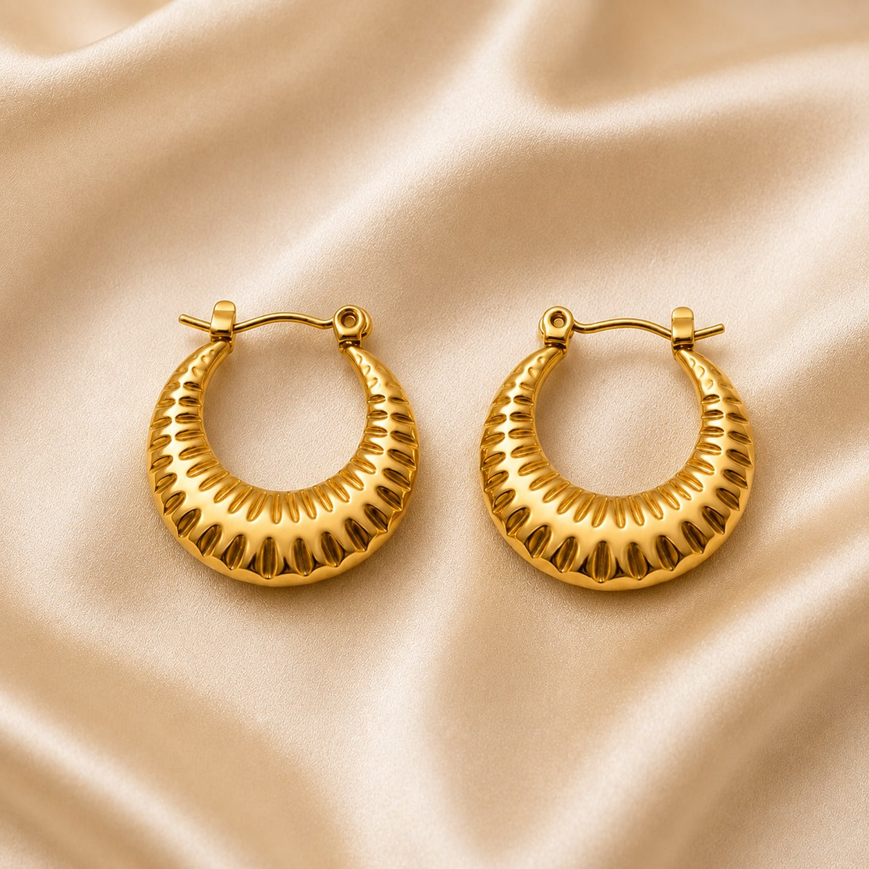 18K Gold Plated Aurora Crescent Hoop Earrings
